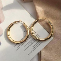 HUANZHI 2019 nowy minimalistyczny złoty metal duże koło geometryczne okrągłe duże kolczyki koła dla kobiet dziewczyna Wedding Pa