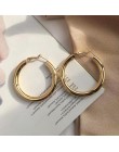 HUANZHI 2019 nowy minimalistyczny złoty metal duże koło geometryczne okrągłe duże kolczyki koła dla kobiet dziewczyna Wedding Pa