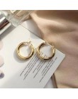 HUANZHI 2019 nowy minimalistyczny złoty metal duże koło geometryczne okrągłe duże kolczyki koła dla kobiet dziewczyna Wedding Pa
