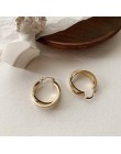 HUANZHI 2019 nowy minimalistyczny złoty metal duże koło geometryczne okrągłe duże kolczyki koła dla kobiet dziewczyna Wedding Pa