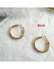 HUANZHI 2019 nowy minimalistyczny złoty metal duże koło geometryczne okrągłe duże kolczyki koła dla kobiet dziewczyna Wedding Pa