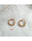 HUANZHI 2019 nowy minimalistyczny złoty metal duże koło geometryczne okrągłe duże kolczyki koła dla kobiet dziewczyna Wedding Pa