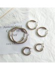 HUANZHI 2019 nowy minimalistyczny złoty metal duże koło geometryczne okrągłe duże kolczyki koła dla kobiet dziewczyna Wedding Pa