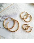 HUANZHI 2019 nowy minimalistyczny złoty metal duże koło geometryczne okrągłe duże kolczyki koła dla kobiet dziewczyna Wedding Pa