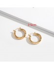 HUANZHI 2019 nowy minimalistyczny złoty metal duże koło geometryczne okrągłe duże kolczyki koła dla kobiet dziewczyna Wedding Pa