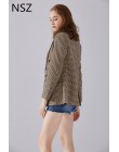 NSZ kobiety elegancki Plaid Blazer z długim rękawem podwójne piersi Slim sprawdź płaszcz praca w biurze krata garnitur kurtka Ho