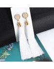 BICUX czarny kryształ kwiat Fringe kolczyki Earing geometryczne długie kolczyki z wiszącymi frędzlami dla kobiet 2019 biżuteria 