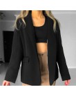 HziriP 2019 eleganckie czarne jednorzędowe kobiety Blazer moda Vintage jednolite, luźne bluzki do pracy odzież wierzchnia kurtka