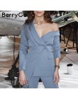 BerryGo Sexy jedno ramię damskie marynarki asymetryczna praca zimowa czysta marynarka damska 2019 biurowa, damska marynarka
