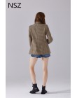 NSZ kobiety elegancki Plaid Blazer z długim rękawem podwójne piersi Slim sprawdź płaszcz praca w biurze krata garnitur kurtka Ho