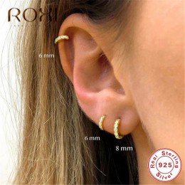 ROXI proste piękne dziewczyny Huggies kolczyki małe kółka okrągłe koło cyrkon kryształowe kolczyki dla kobiet 925 Sterling Silve
