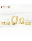 ROXI proste piękne dziewczyny Huggies kolczyki małe kółka okrągłe koło cyrkon kryształowe kolczyki dla kobiet 925 Sterling Silve