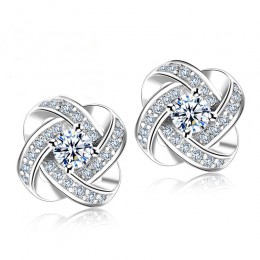 925 Sterling Silver Crystal stadniny kolczyki dla kobiet moda luksusowy kwadratowe cyrkonie betonowa kolczyk ślubny akcesoria do