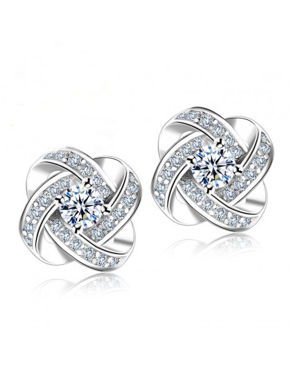 925 Sterling Silver Crystal stadniny kolczyki dla kobiet moda luksusowy kwadratowe cyrkonie betonowa kolczyk ślubny akcesoria do