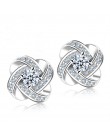 925 Sterling Silver Crystal stadniny kolczyki dla kobiet moda luksusowy kwadratowe cyrkonie betonowa kolczyk ślubny akcesoria do
