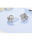 925 Sterling Silver Crystal stadniny kolczyki dla kobiet moda luksusowy kwadratowe cyrkonie betonowa kolczyk ślubny akcesoria do