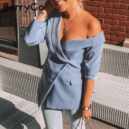 BerryGo Sexy jedno ramię damskie marynarki asymetryczna praca zimowa czysta marynarka damska 2019 biurowa, damska marynarka