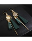 Osobowość moda trójkąt geometryczne drewno kolczyki Retro kobiece tassel długie damskie kolczyki biżuteria