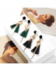 Osobowość moda trójkąt geometryczne drewno kolczyki Retro kobiece tassel długie damskie kolczyki biżuteria