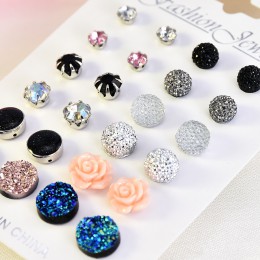 12 par/zestaw kryształ 2019 nowe modne kolczyki zestaw kobiety biżuteria akcesoria Piercing okrągły kolczyk sztyft zestaw biżute
