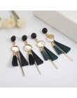 Osobowość moda trójkąt geometryczne drewno kolczyki Retro kobiece tassel długie damskie kolczyki biżuteria