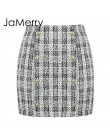 JaMerry w stylu Vintage 2 sztuka zestaw plaid blazer kobiety przyciski podwójne piersi urząd lady blazer kurtki odzież do pracy 