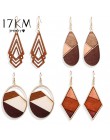 17KM Vintage eleganckie naturalne drewno Dangel kolczyki dla kobiet moda artystyczne złote geometryczne łączenie Hollow Drop kol