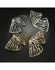 Docona złoto srebro Hollow Butterfly wypadnij zwisają kolczyk dla kobiet metalowe duże skrzydło wisiorek kolczyk komunikat biżut