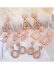 VKME fashion geometryczne różowe złote zawieszki kolczyki modelki nowe Brincos hollow metalowe magiczne kolczyki biżuteria świąt