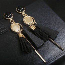 Osobowość moda trójkąt geometryczne drewno kolczyki Retro kobiece tassel długie damskie kolczyki biżuteria