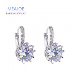 Meajoe Trendy srebrna płyta 6 kolor urok Stud kolczyk okrągła cyrkonia sześcienna Metal Vintage kolczyki biżuteria dla kobiet pr