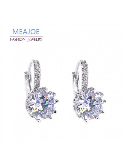 Meajoe Trendy srebrna płyta 6 kolor urok Stud kolczyk okrągła cyrkonia sześcienna Metal Vintage kolczyki biżuteria dla kobiet pr