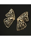 Docona złoto srebro Hollow Butterfly wypadnij zwisają kolczyk dla kobiet metalowe duże skrzydło wisiorek kolczyk komunikat biżut