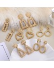 VKME fashion geometryczne różowe złote zawieszki kolczyki modelki nowe Brincos hollow metalowe magiczne kolczyki biżuteria świąt