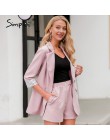 Simplee elegancki dwuczęściowy kobiety krótki garnitur casualowe w stylu streetwear garnitury kobiet zestawy blezerów Chic 2019 
