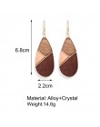 17KM Vintage eleganckie naturalne drewno Dangel kolczyki dla kobiet moda artystyczne złote geometryczne łączenie Hollow Drop kol