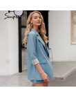 Simplee elegancki dwuczęściowy kobiety krótki garnitur casualowe w stylu streetwear garnitury kobiet zestawy blezerów Chic 2019 