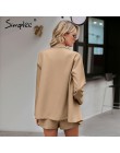 Simplee elegancki dwuczęściowy kobiety krótki garnitur casualowe w stylu streetwear garnitury kobiet zestawy blezerów Chic 2019 