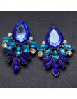 Nowa moda damska biżuteria w stylu niebieski/czarny/różowy kolczyki Handmade Rhinestone słodki stud kryształ Dangle kolczyki dla