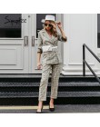 Simplee Plaid dwurzędowy damski komplet garniturów z długim rękawem biurowa, damska garnitury damskie casualowe w stylu streetwe