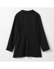 2020 moda jesień kobiety Slim blezer, kurtka praca kobiet urząd Lady czarne z kieszeniami ząbkowany Blazer Coat