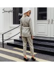Simplee Plaid dwurzędowy damski komplet garniturów z długim rękawem biurowa, damska garnitury damskie casualowe w stylu streetwe