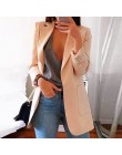 2020 moda jesień kobiety Slim blezer, kurtka praca kobiet urząd Lady czarne z kieszeniami ząbkowany Blazer Coat