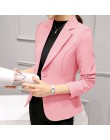 2020 damska marynarka różowa z długim rękawem Blazers solidna jeden płaszcz z guzikami Slim Office damska kurtka bluzki damskie 