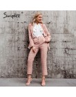 Simplee Plaid dwurzędowy damski komplet garniturów z długim rękawem biurowa, damska garnitury damskie casualowe w stylu streetwe