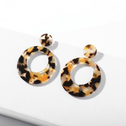 ZA 2019 gorąca sprzedaż żywica akrylowa Leopard dynda kolczyki dla kobiet moda szylkret geometria Acetate kolczyki zestaw Brinco