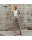 Simplee Plaid dwurzędowy damski komplet garniturów z długim rękawem biurowa, damska garnitury damskie casualowe w stylu streetwe