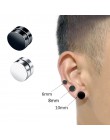 1 sztuk 6/8/10mm Hot dwustronnie czarny kolor srebrny magnes okrągły koło Punk stadniny kolczyki ze stali nierdzewnej męskie mag