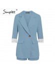 Simplee elegancki dwuczęściowy kobiety krótki garnitur casualowe w stylu streetwear garnitury kobiet zestawy blezerów Chic 2019 