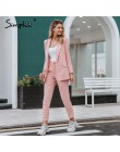 Simplee Plaid dwurzędowy damski komplet garniturów z długim rękawem biurowa, damska garnitury damskie casualowe w stylu streetwe